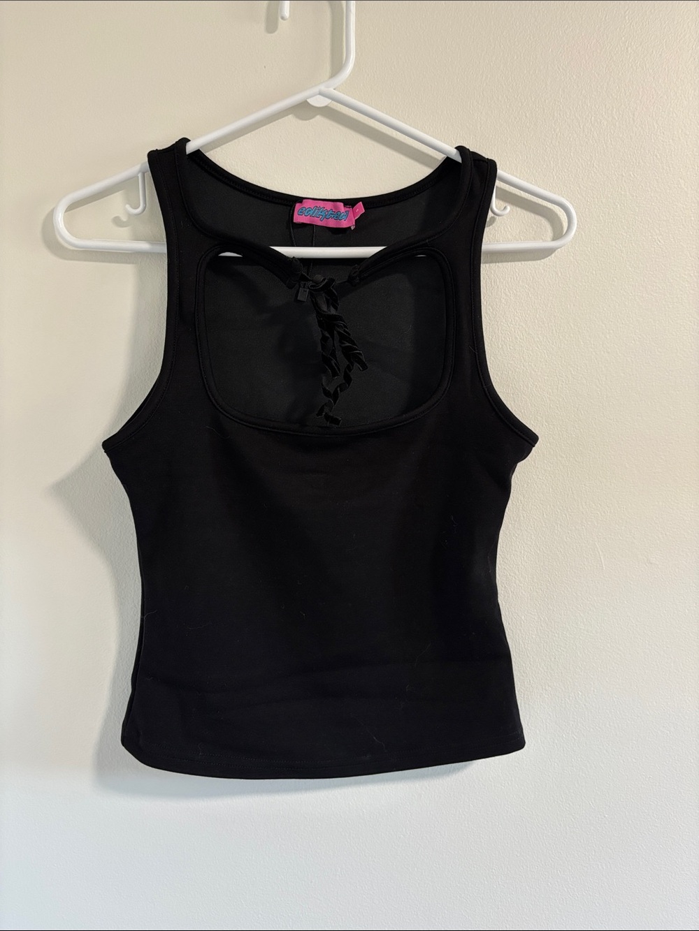 Edikted Black Scoop-Back Tank with Tie Detail Size S